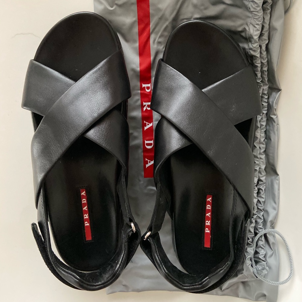 SOLD Prada Crossover Leather Strap Sandals - Picture 1 of 4